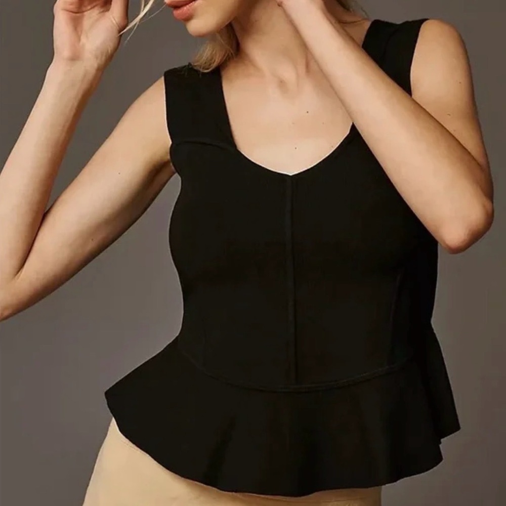 Maeve Black Peplum Corset Sleeveless Top - size M